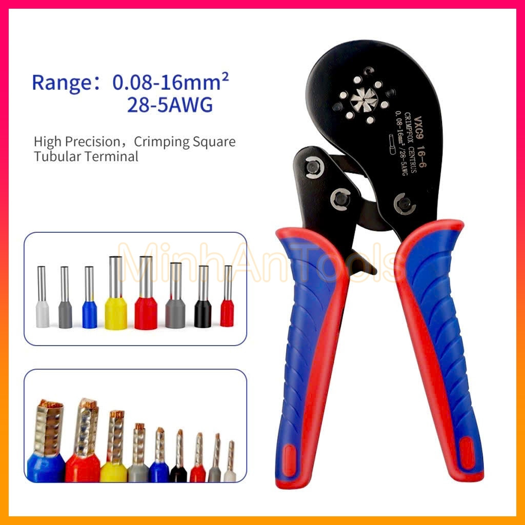 Bộ kìm bấm cos đầu dây điện [CAO CẤP] HSC8 16-6 0.08-16Mm2 AWG 30-5 cỡ mini độ chính xác cao