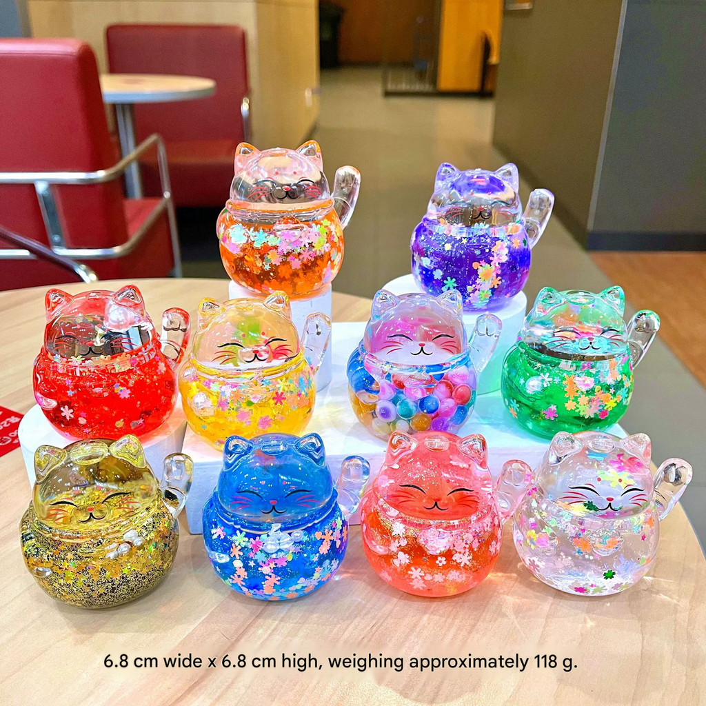 Năm con mèo 2024 Fortune Cat Money Flow Sand Bottle Oil, Thu hút sự giàu có Quà tặng khai trương kin