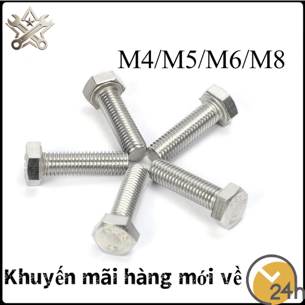 Bulong lục giác ngoài ren ngược inox 304 , Ốc lục giác ren ngược M4-M8【XIN-VN01】