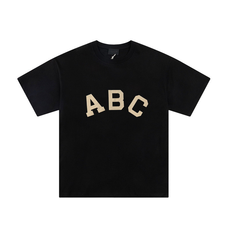 VPJ9 FOG Main Line ABC Letter flocking unisex loose-fitting couple's casual numbers7round Neck Short