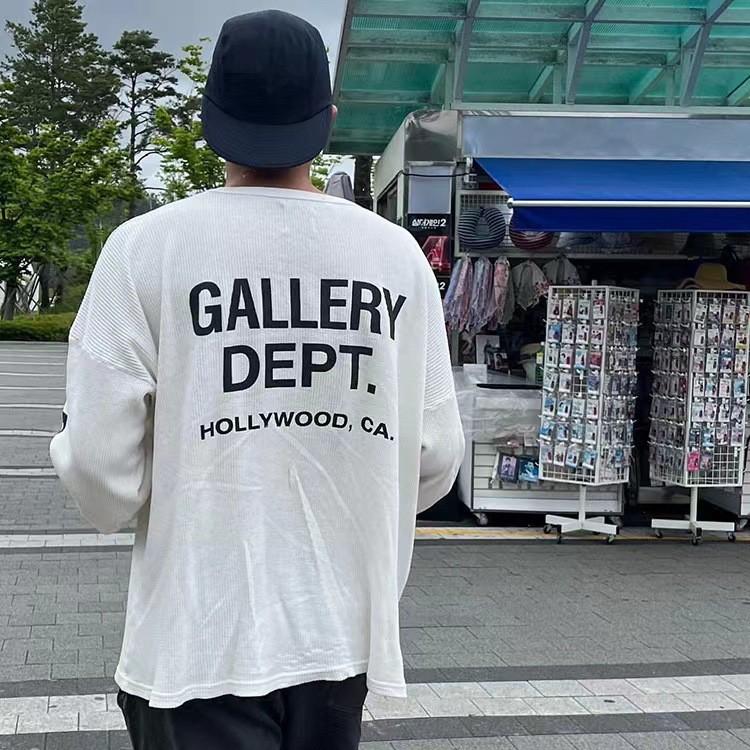 YPOZ Gallery Dept Waffle knit long-sleeve letter print casual loose-fit couple's unisex crew neck ba