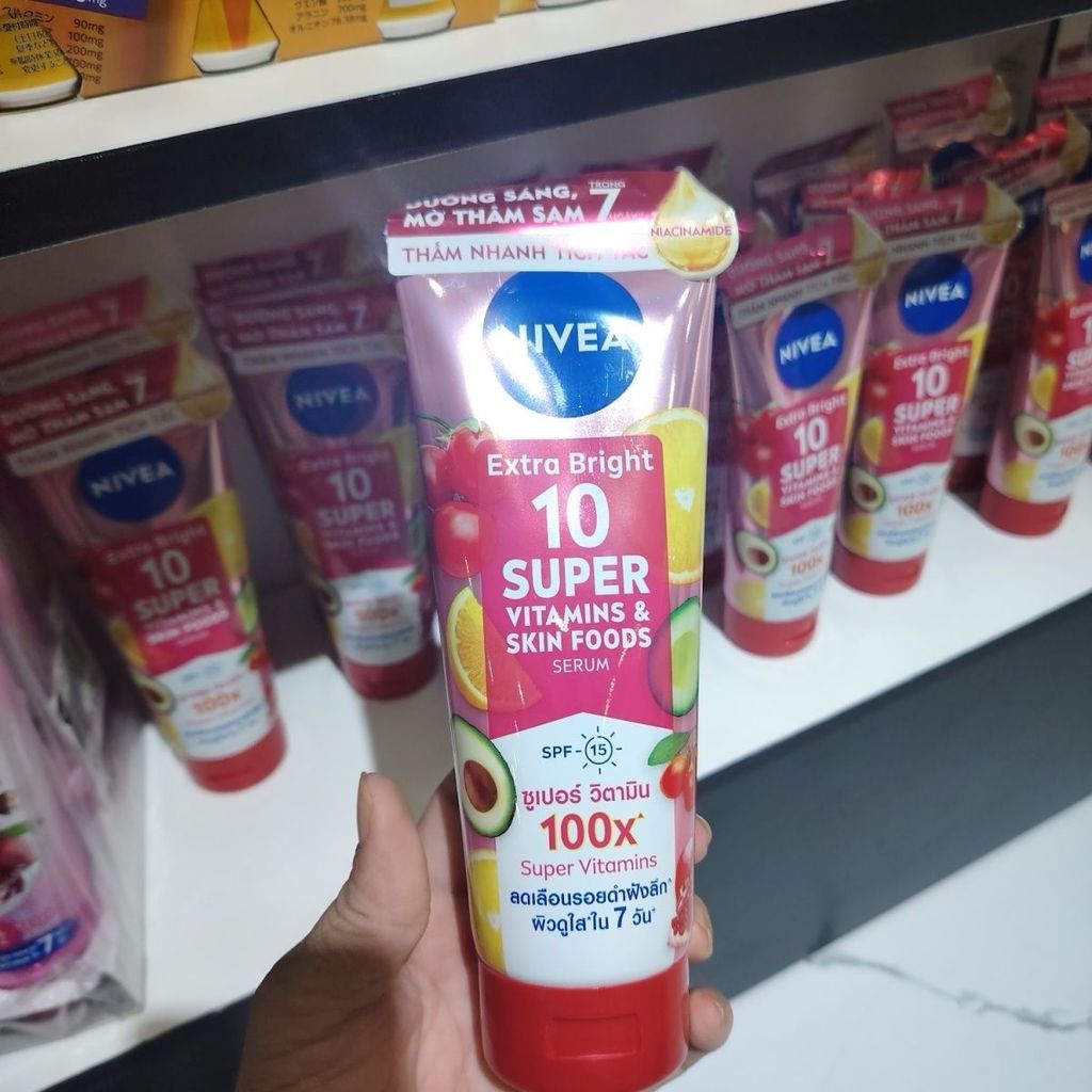 Thái Lan Nivea Nivea Body Lotion Super Vitamin 100X Kem chống nắng làm trắng phai vết thâm Dưỡng ẩm 