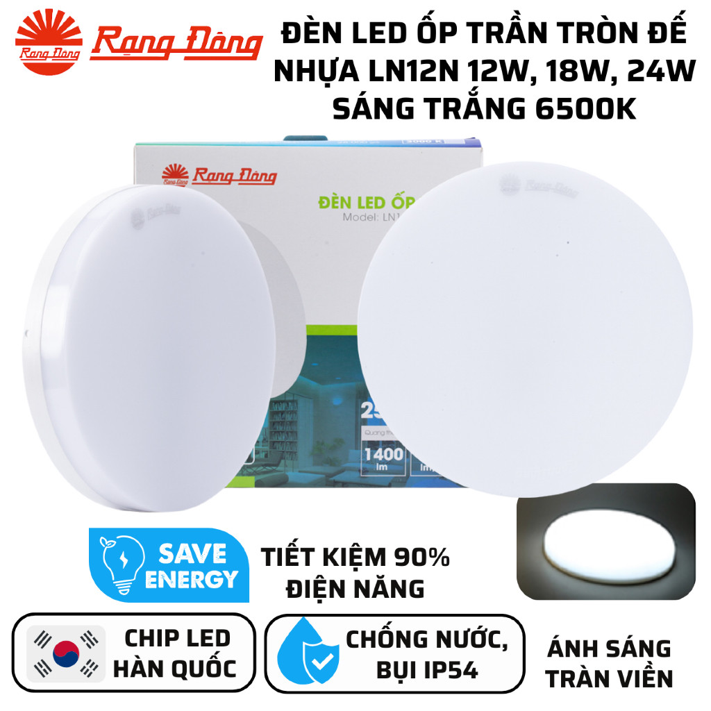 Đèn ốp trần Rạng Đông tròn LN12N 12W-18W-24W 220V