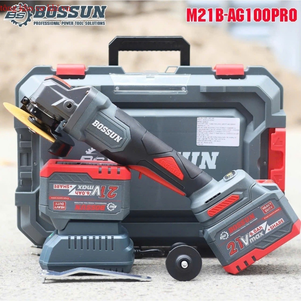 MÁY MÀI PIN BOSSUN M21B-AG100PRO, Động Cơ Lõi Đồng, Có Chống Sốc Đá, TONGKHOCOKHIVN