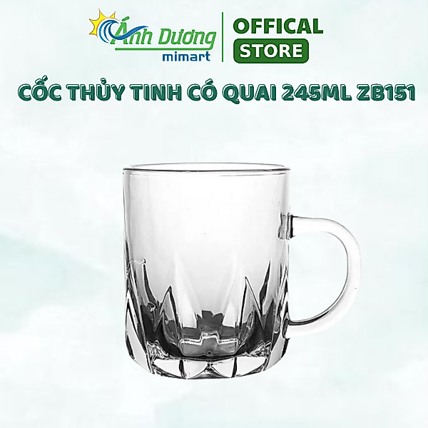 Bộ 6 Cốc Thủy Tinh Có Quai 245ml Uống Trà,uống Cafe Cao Cấp ZB151