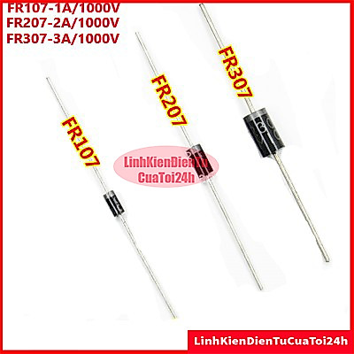 Túi 10 Con - FR107, FR207, FR307 - Diode Xung 1A 1000V Chân Cắm - Phục Hồi Nhanh