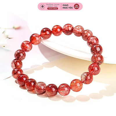 Vòng Tay Thạch Anh Tóc Đỏ Lắc Tay Đá Hợp Mệnh Hỏa Thổ - Ngọc Trai Trường Thịnh