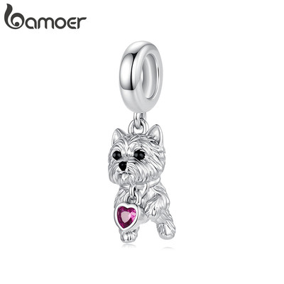 Bamoer Charms Mặt dây chuyền Westie Phụ kiện tình yêu Vòng tay DIY dành cho nữ Quà tặng