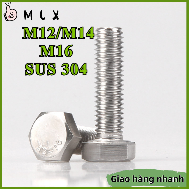 Bu Lông Inox 304 Ren Bước Mịn Đầu Lục Giác Ngoài - Vít Cường Độ Cao Chống Gỉ Cho Cơ Khí Chính Xác M1