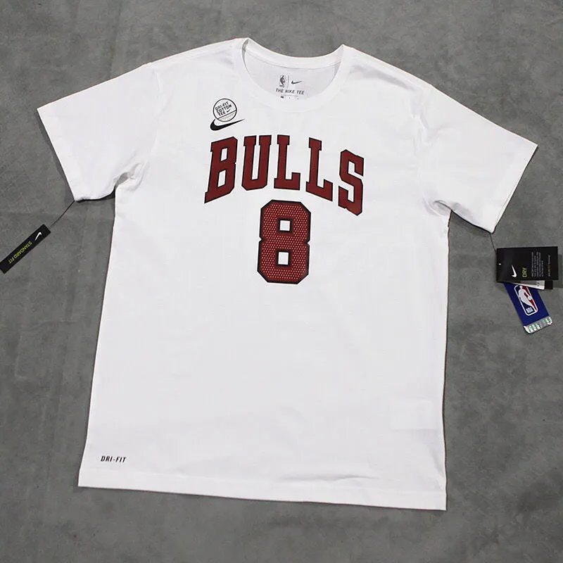 Mùa hè 2021 Phong cách mới NBA Chicago Bulls Raven No. 8 Áo thun thể thao bóng rổ dáng rộng thông th