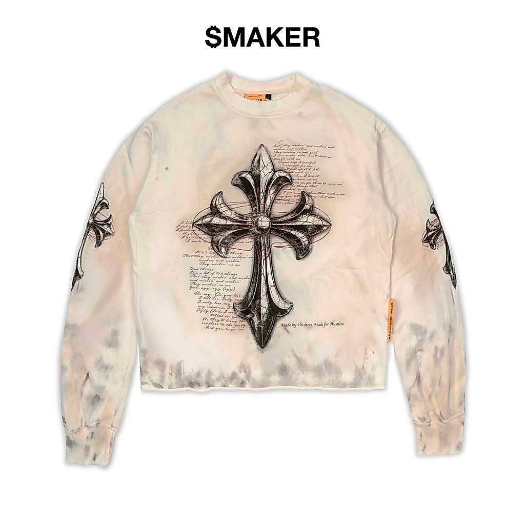 [SMAKER] Áo sweater màu kem 100% cotton - GODS PLAN SWEATER IN CREAM