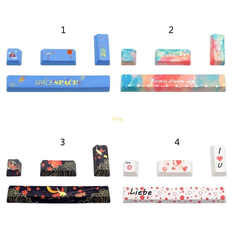 Btsg 4 PBT Năm Mặt Nhuộm-Subbed OEM Profile Keycap Cho Bàn Phím Cơ Kailh Cherry MX