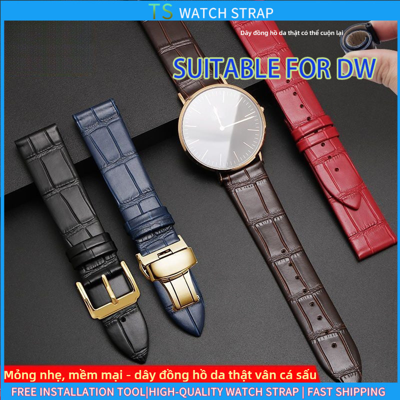 Áp dụng cho đồng hồ DW, OMEGA, IWC, Dây đeo đồng hồ thay thế bằng da thật mỏng mềm