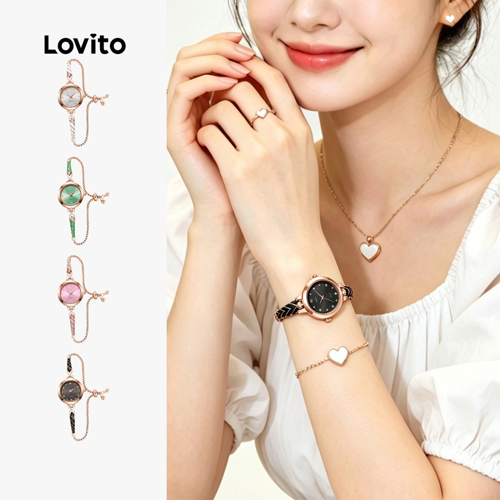 (New Arrival) Lovito  Đồng hồ thạch anh thanh lịch mặt đính đá flash QWFB123FX004 | BigBuy360 - bigbuy360.vn