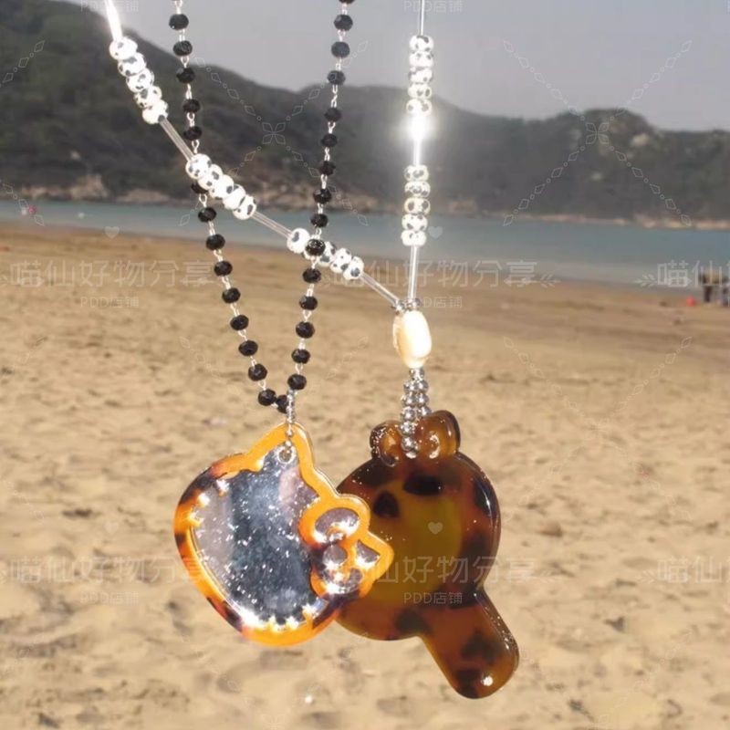 Cần phải kiểm soát Kitty Kitty Kitty Kitty ~ Vòng cổ gương in họa tiết da báo dễ thương