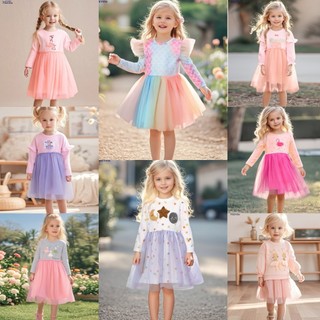  Trẻ Em Trẻ Em Quần Áo Bé Gái Đầm Phong Cách Mới Gạc Bé Gái Mùa Thu Châu Âu Mỹ Dài Tay Trẻ Em Đầm Công Chúa-0914 