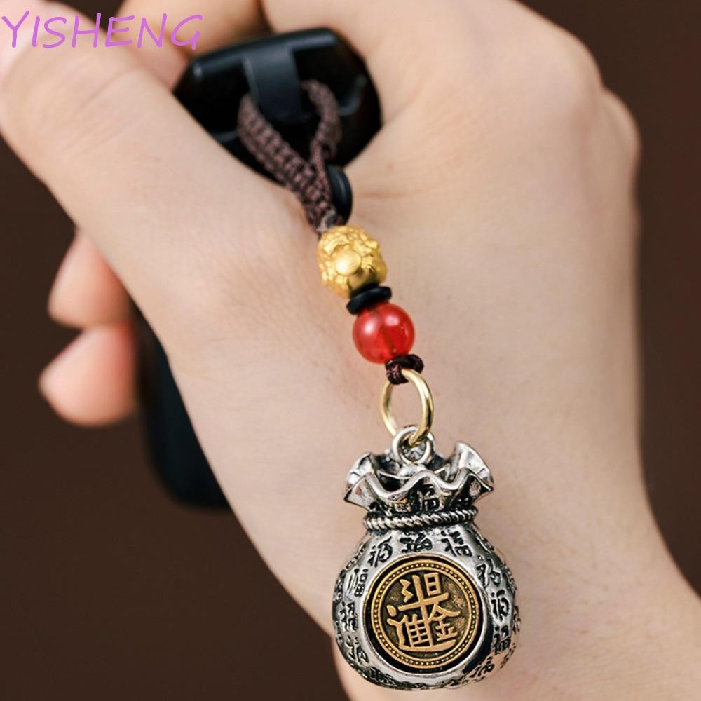 YISHENG58BS Mặt dây chuyền túi may mắn, Đồng thau Loong 12 Móc khóa cung hoàng đạo, Phong cách cừu T