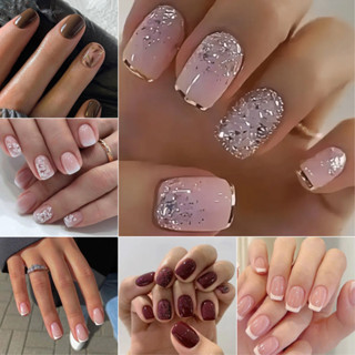   Hình vuông  24 chiếc Móng tay giả COD nhân tạo nghệ thuật làm móng lâu trôi với keo thạch 