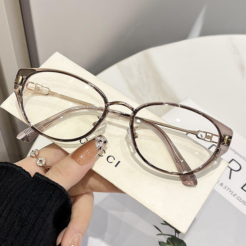 Mắt mèo Kính cận thị thời trang -0.5 -1.0 -1.5 -2.0 -2.5 -3.0 -3.5 -4.0 -4.5 -5.0 -5.5 -6.0 độ dành cho nam và nữ với tròng kính có thể tháo rời kính chống ánh sáng xanh 1050