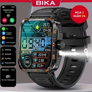 Đồng hồ thông minh Bika Chống nước Màn hình IPS Quân đội Nam 100 + Chế độ thể thao Nhịp tim Huyết áp Cuộc gọi Bluetooth