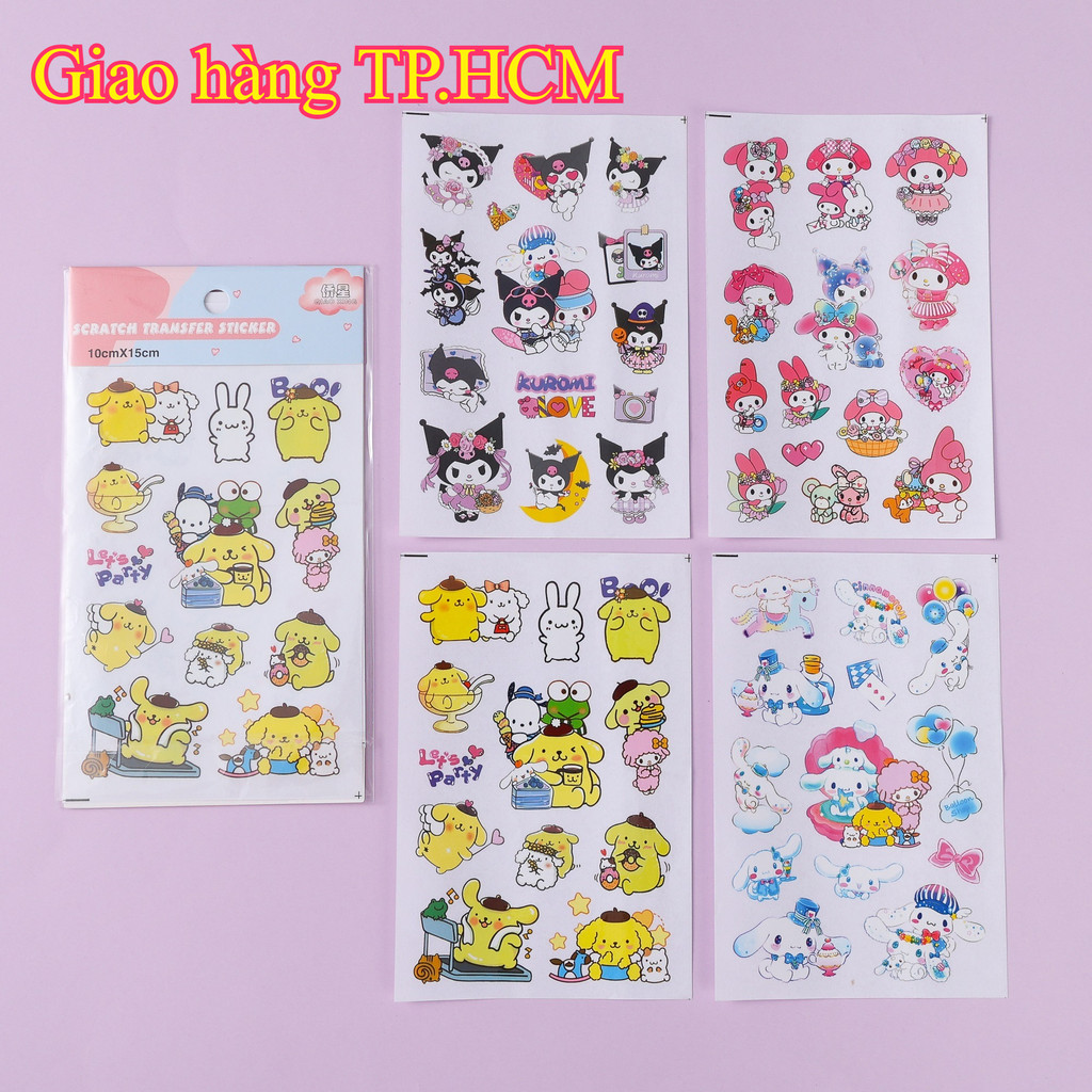 Sticker dễ thương Sanrio - Sticker Kuromi & My Melody siêu đáng yêu, trang trí điện thoại / sổ tay /