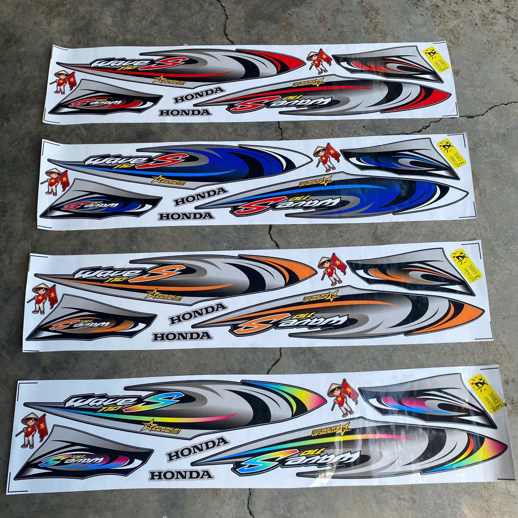 Tem Xe Wave Alpha Loại Tem 3 Lớp Mẫu Wave S Mới 2025 Đủ Màu Sắc Dán Wave 50/100/110 - Tem Xe Máy