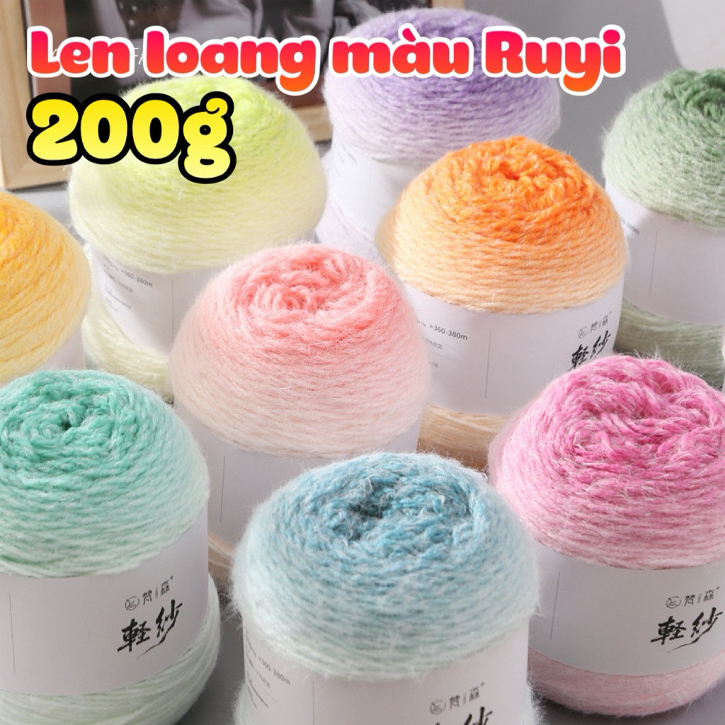 Len loang màu Ruyi 200g, Len lông vũ Fansen, Len lông loang | Len Sợi Long Xuyên  | Len Sợi An Giang