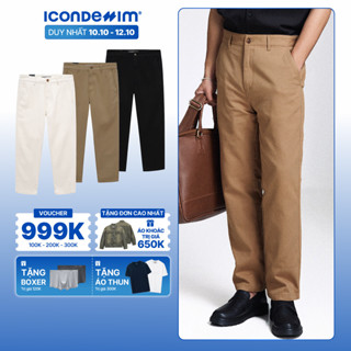 Quần kaki nam ICONDENIM, quần dài ống suông che khuyết điểm chân tôn dáng, chất vải kaki cao cấp bền màu QKID0026