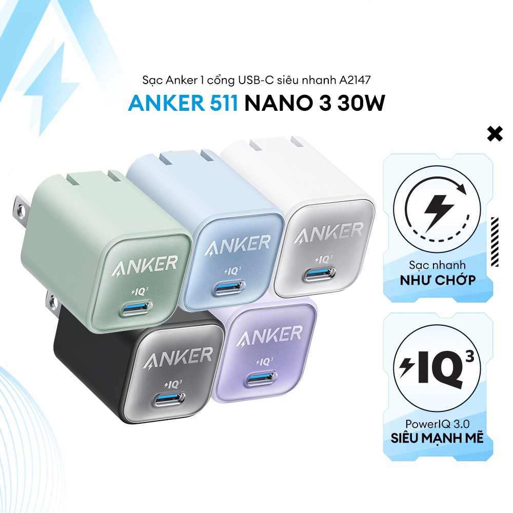 Củ Sạc Anker 511 NANO 3 GAN 30w PD3.0/PPS/QC3.0 - A2147