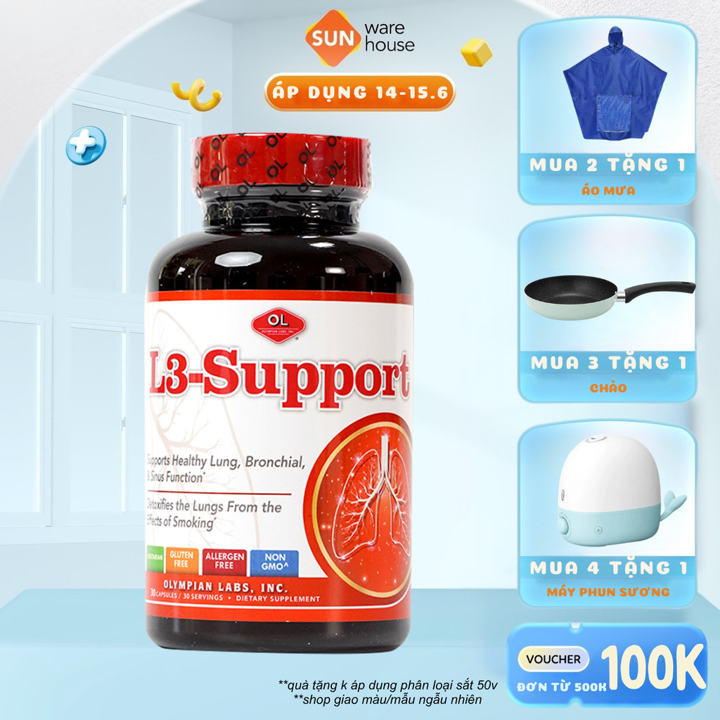 Viên Uống Hỗ Trợ Chức Năng Phổi, Phế Quản Và Xoang Olympian labs L3 Support 30 Viên