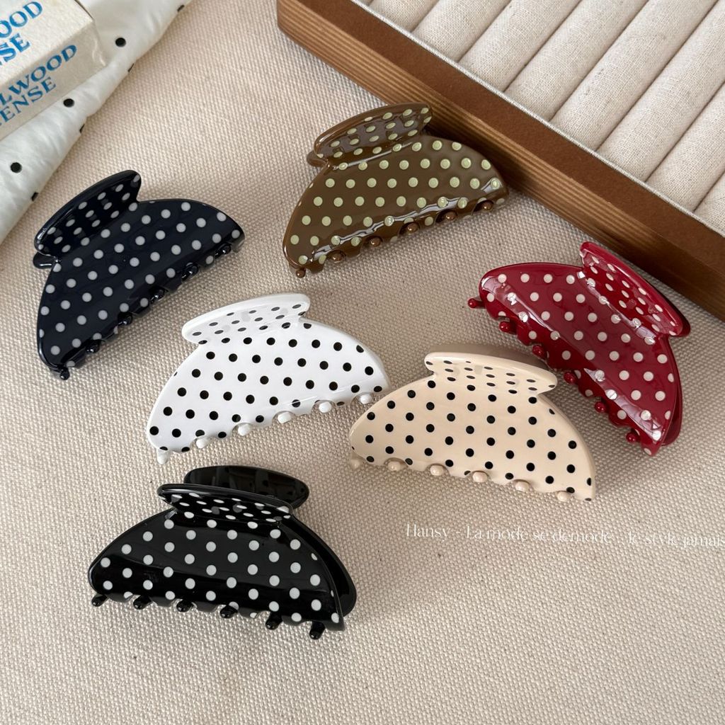 Vintage Polka Dot Acetate Kẹp Tóc Nữ Kẹp Tóc