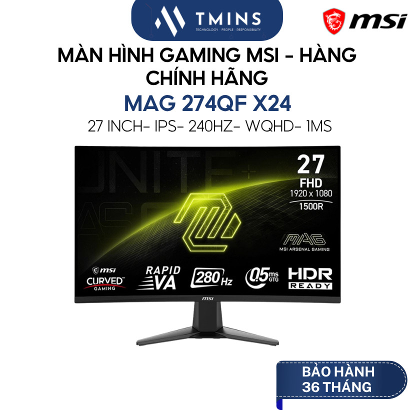 Màn hình Gaming MSI MAG 274QF X24 (27 inch/ WQHD/ IPS/ 240Hz/ 1ms) - Hàng chính hãng