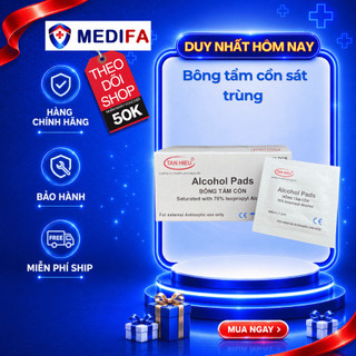 Bông tẩm cồn Gạc tẩm cồn sát trùng vết thương hộp 100 miếng
