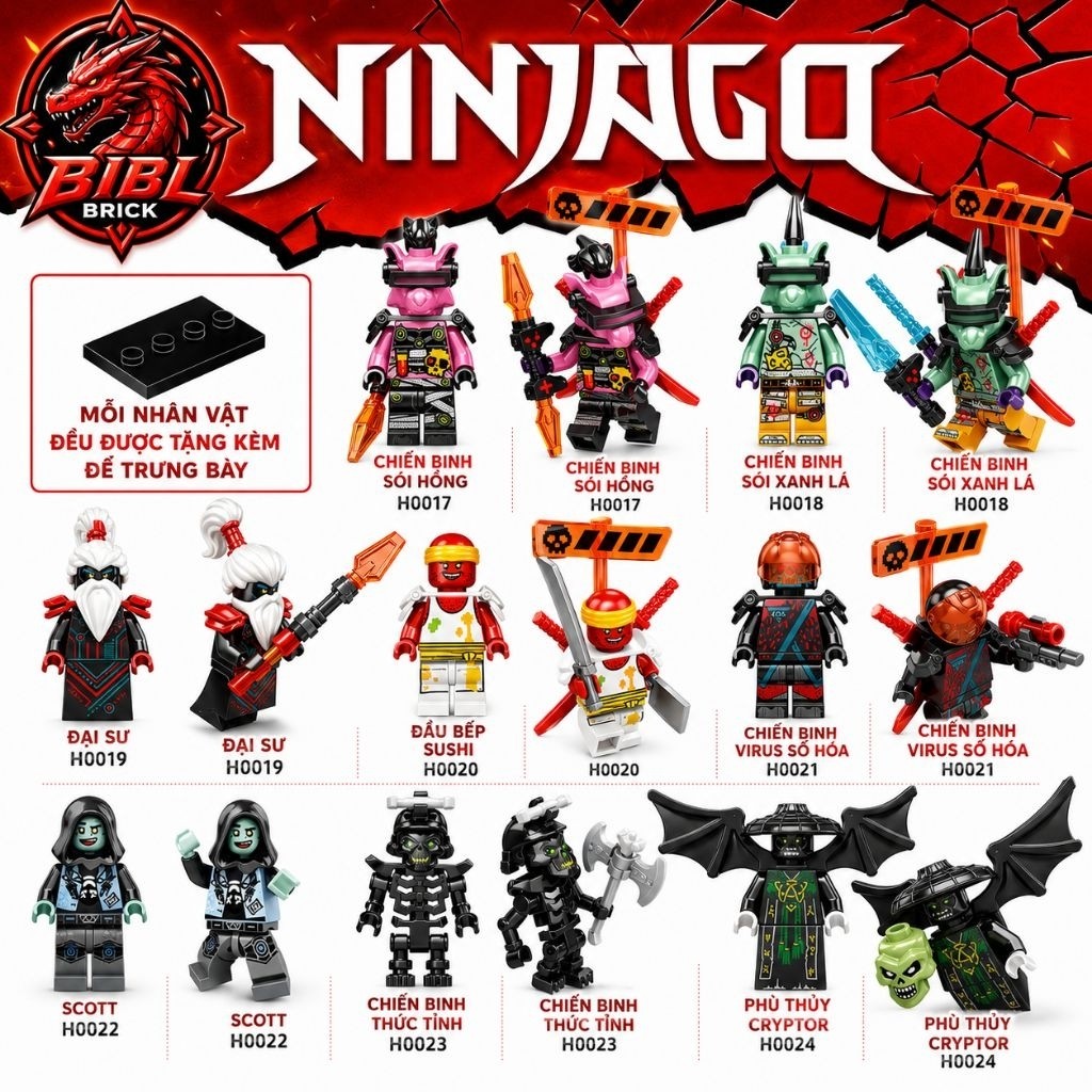 [CÓ SẴN][IN LƯNG]Mô Hình Lắp Ghép Nhân Vật Ninjago -Phù Thủy Đầu Lâu-Season 12-Season 13