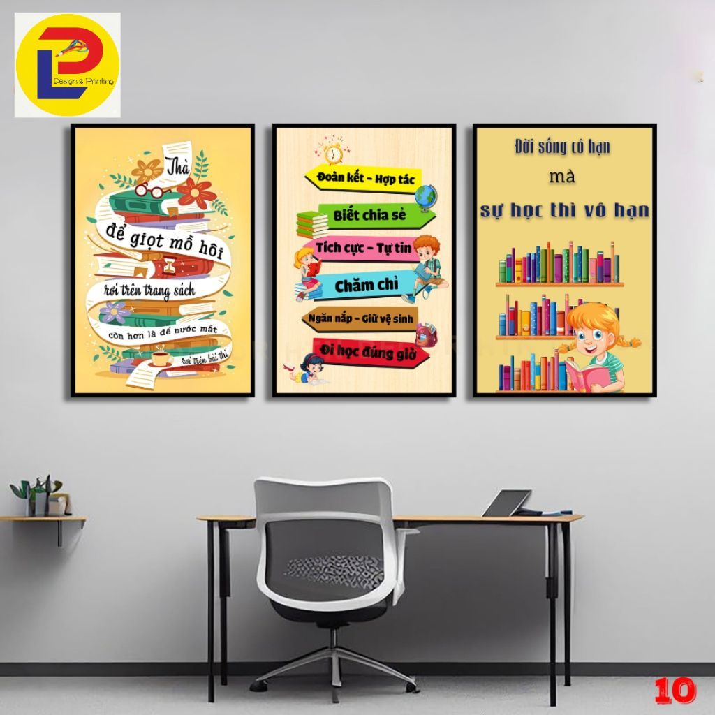 Set 3 Tranh fomex Slogan Lớp Học, Tranh Treo Trang Trí Trường Học, Tranh Động Lực Phòng Học, Lớp Học