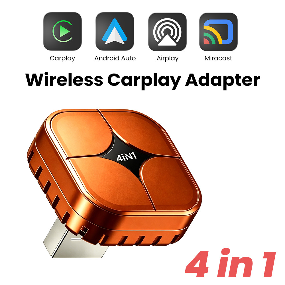 Bộ chuyển đổi CarPlay không dây 4 trong 1 Dongle cho Android Auto, Mirror Link, cho Ios18 + Carplay 