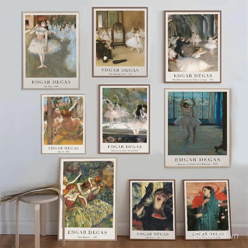Kiệt tác ấn tượng Edgar Degas Ballerina Vũ công cổ điển Áp phích cổ điển Thanh phòng cổ điển Trang t