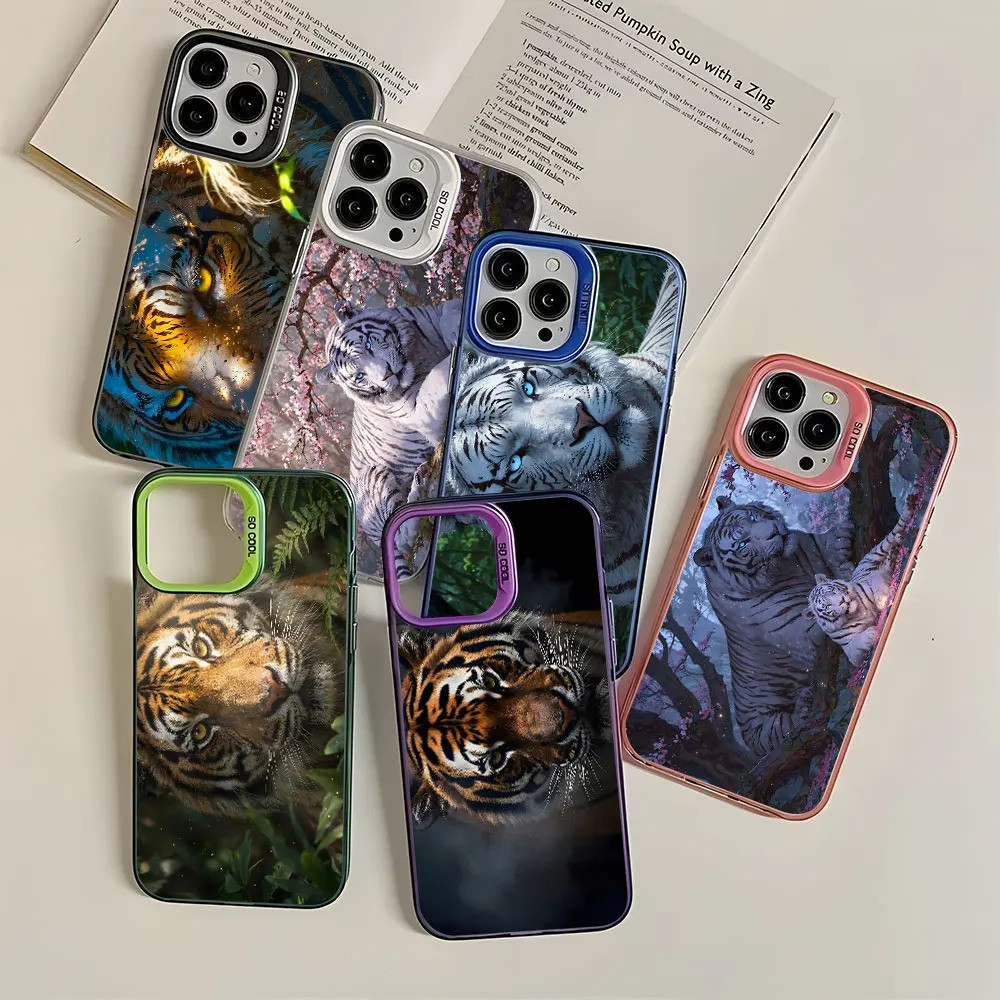 TP-1 Wild Tiger Golden Eyes Glow Case cho iPhone 17 Air 16 16e 15 14 12 11 Pro Max 13 Mini X XS XR 7
