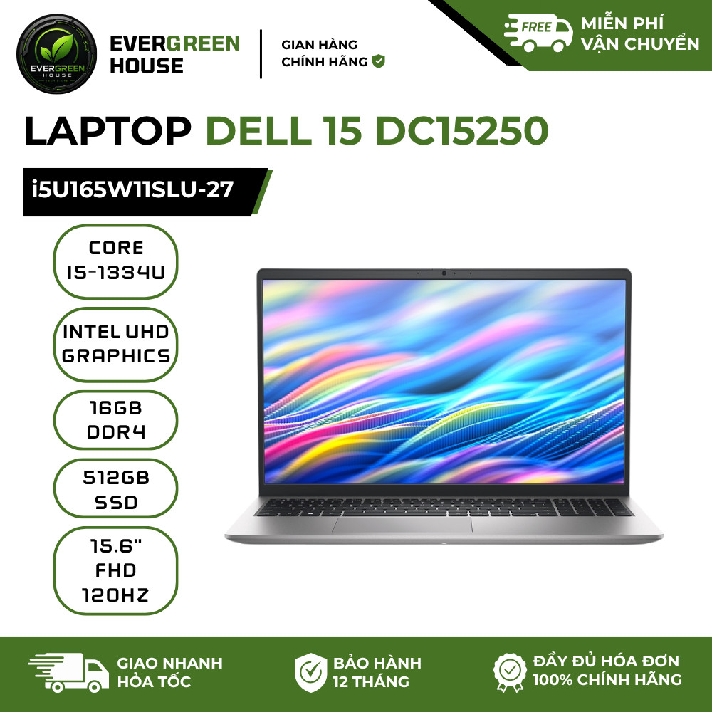 Laptop Dell 15 DC15250 - i5U165W11SLU-27 - Core i5-1334U - RAM 16GB - 512GB SSD - Bảo hành 12 tháng