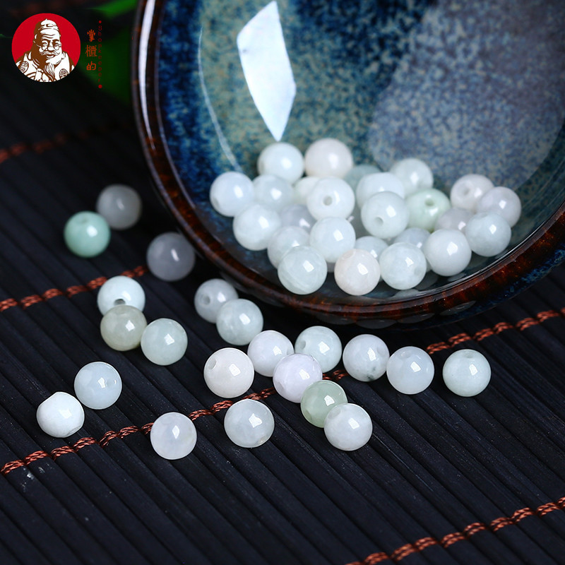 ((Giá 20 Miếng) Hàng Hóa Tự Nhiên Jadeite Ice Waxy Hạt Tròn Rời Hạt Vòng Tay DIY Phụ Kiện