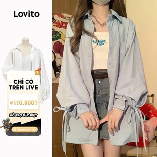  Áo sơ mi Live Hosts' pick kiểu tay phồng cột dây màu trơn thường ngày cho nữ áo sơ mi nữ tay phồng sơ mi kiểu hàn quốc nữ LNE21290  Nhiều màu  
