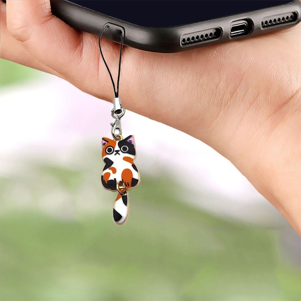 Kitten Pendant Cat Phone Strap Wag Tail Anti Lost Y2K Phone Charm Cute Key Ring Phone Lanyard Women 