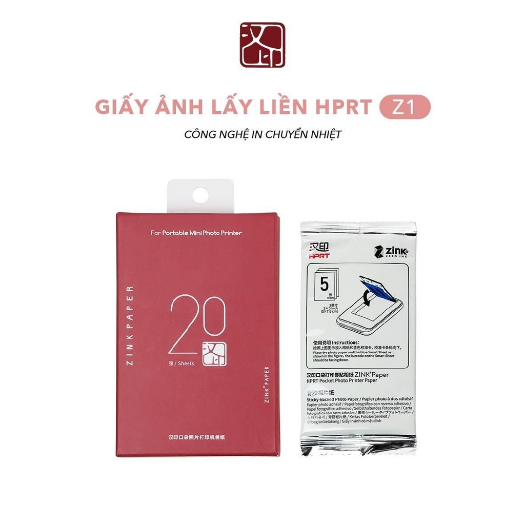 Giấy ảnh nhiệt ZINK HPRT 2x3 inch cho máy ảnh lấy liền và máy in mini Z1/Z2/MT53.