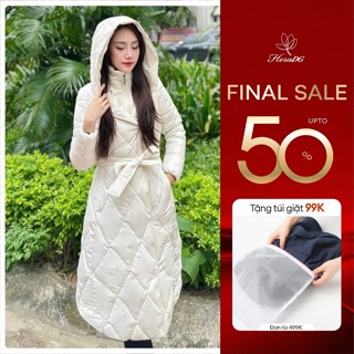 Áo Khoác Phao Nữ Dáng Dài Trần Trám HeraDG Thiết Kế Cổ Cao, Mũ Bẻ Rộng, Tay Bo Chun Đai Rời, Siêu Nhẹ, Siêu Ấm WJKBD4015