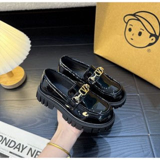  Giày da bóng Giày bé gái da Pu siêu mềm khuy sắt phong cách Hàn Quốc Giày Lolita cho bé gái sz 26-36 Giày Loafer 