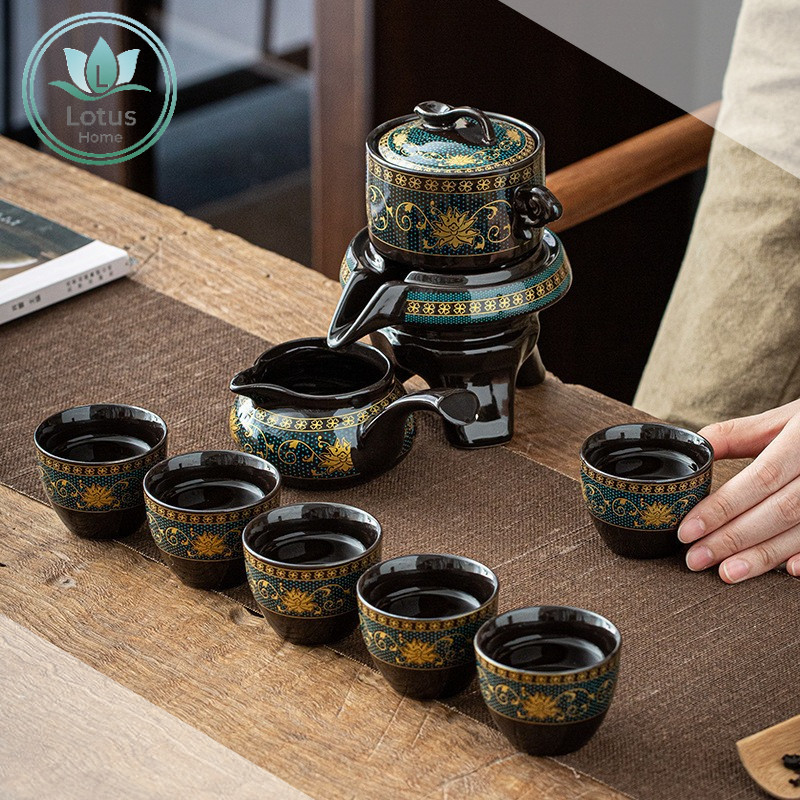 Bộ Ấm Trà Cối Xay Gốm Sứ Cao Cấp Sang Trọng Quà Tặng Tinh Tế Ấm Chén Trọn Bộ Dùng Cho Trà Đạo