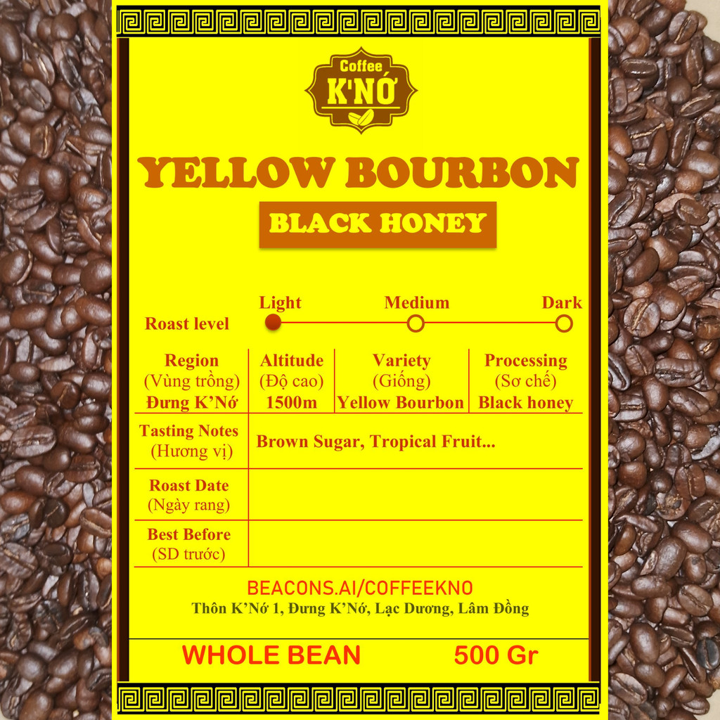 [500gr/1kg] Cà phê YELLOW BOURBON nguyên chất rang mộc, từ quả chín 100%, cà phê rang xay pha phin p