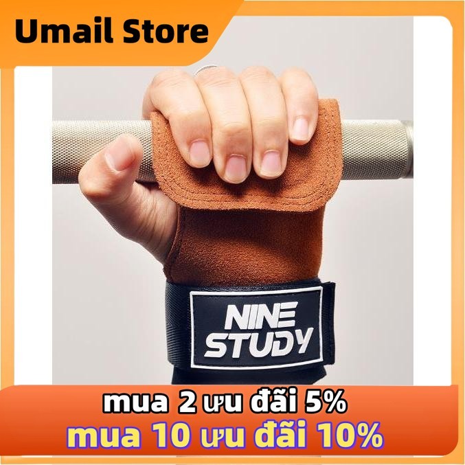 Dây Kéo Lưng-Lifting Grips Găng Tay Tập GYM Hở Mu Bàn Tay Lifting Grips NINE STUDY -