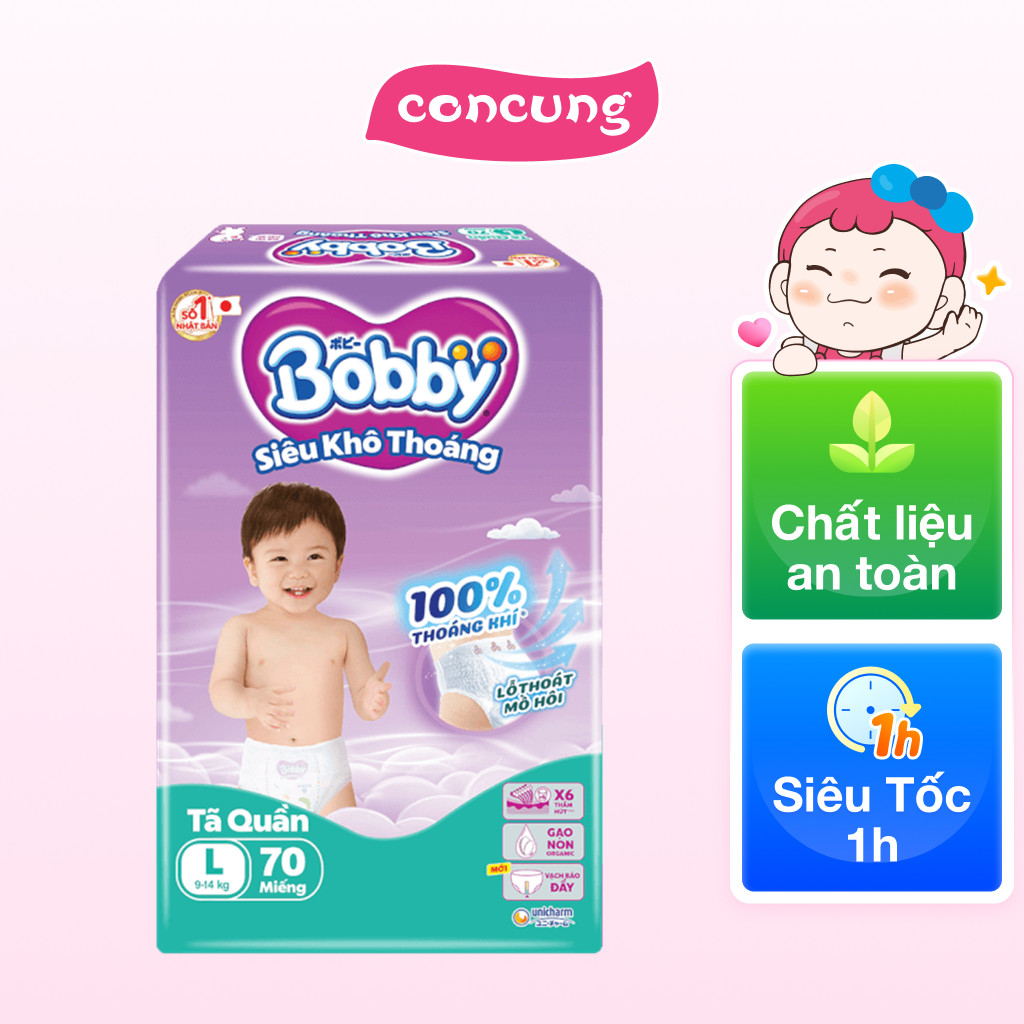 Combo 3 Tã quần Bobby size L, 70 miếng (giao bao bì ngẫu nhiên) - concung