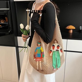  UUMIR Túi Đeo Vai Dệt Kim UUMIR Túi Tote Thiết Kế Móc Nhẹ Thời Trang Phong Cách Bohemian Nylon Dung Tích Lớn Rỗng Túi Đi Biển Kỳ Nghỉ 